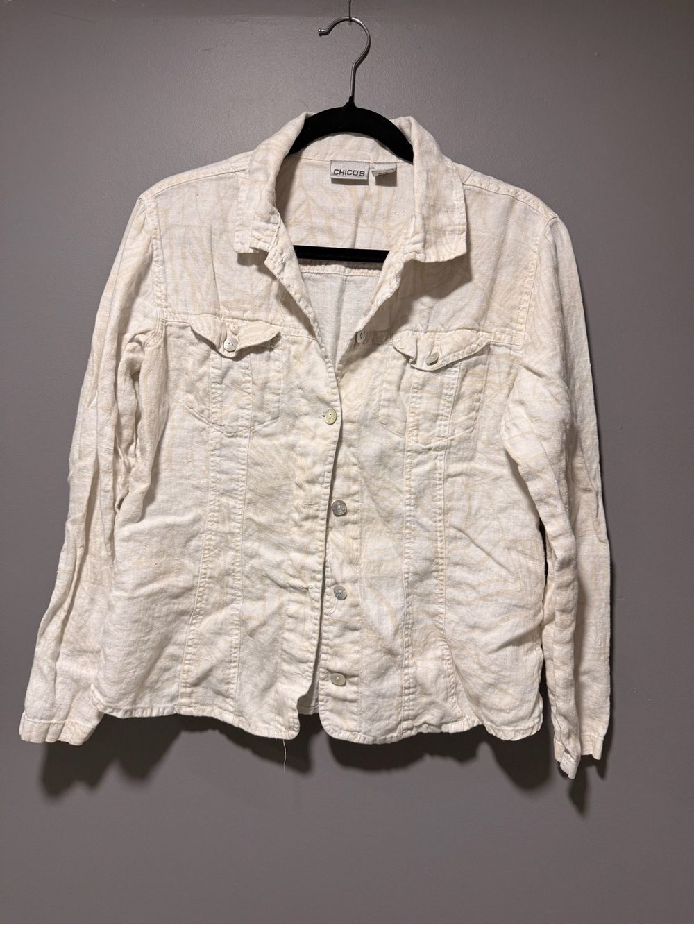 Chico's Cream Button-Front Jean Jacket